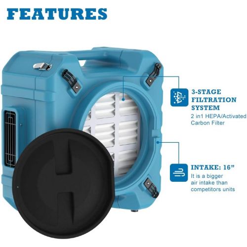  ALORAIR PureAiro HEPA Pro 870 Air Scrubber 3-Stage Filtration,Negative Machine Air Scrubber Professional Water Damage Restoration for Air Cleaner up to 550 CFM