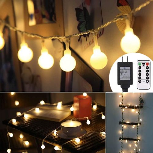  [아마존핫딜][아마존 핫딜] ALOVECO 44ft 100 LED Globe String Lights, 8 Dimmable Lighting Modes with Remote & Timer, UL Listed 29V Low voltage Waterproof Decorative Lights for Bedroom, Patio, Garden, Party(Wa