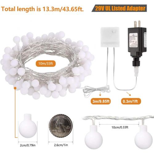  [아마존핫딜][아마존 핫딜] ALOVECO 44ft 100 LED Globe String Lights, 8 Dimmable Lighting Modes with Remote & Timer, UL Listed 29V Low voltage Waterproof Decorative Lights for Bedroom, Patio, Garden, Party(Wa