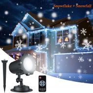 Christmas Snowflake Projector Lights, ALOVECO Rotating LED Snowfall Projection Lamp with Remote Control, Outdoor Waterproof Sparkling Landscape Decorative Lighting for Holiday Hall