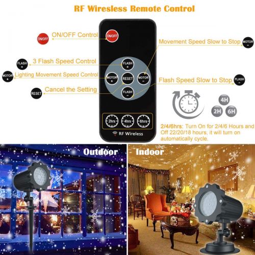  Christmas Snowflake Projector Lights, ALOVECO Rotating LED Snowfall Projection Lamp with Remote Control, Outdoor Waterproof Sparkling Landscape Decorative Lighting for Holiday Hall