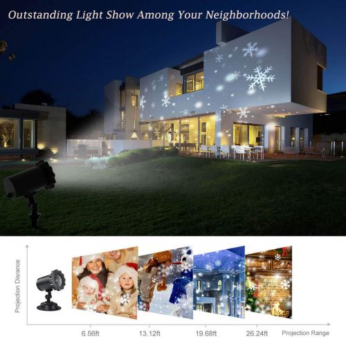  Christmas Snowflake Projector Lights, ALOVECO Rotating LED Snowfall Projection Lamp with Remote Control, Outdoor Waterproof Sparkling Landscape Decorative Lighting for Holiday Hall