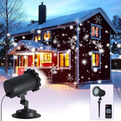  Christmas Snowflake Projector Lights, ALOVECO Rotating LED Snowfall Projection Lamp with Remote Control, Outdoor Waterproof Sparkling Landscape Decorative Lighting for Holiday Hall