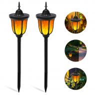 ALOVECO Solar Flame Lights Outdoor, Waterproof Flickering Flames Torches Lights Solar Garden Spotlights Landscape Decoration Lighting Dusk to Dawn Auto On/Off Security Torch Light