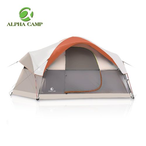  ALPHA CAMP Dome Family Camping Tent 6 Person - Orange 14 x 10