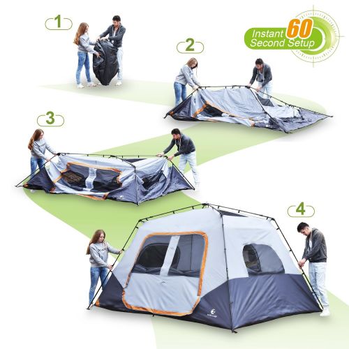  ALPHA CAMP 6 Person Instant Cabin Tent CampingTraveling Family Tent Lightweight Rainfly with Mud Mat - 10 x 9