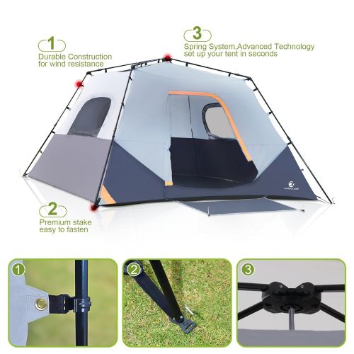  ALPHA CAMP 6 Person Instant Cabin Tent CampingTraveling Family Tent Lightweight Rainfly with Mud Mat - 10 x 9