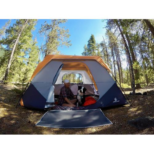  ALPHA CAMP 6 Person Instant Cabin Tent CampingTraveling Family Tent Lightweight Rainfly with Mud Mat - 10 x 9