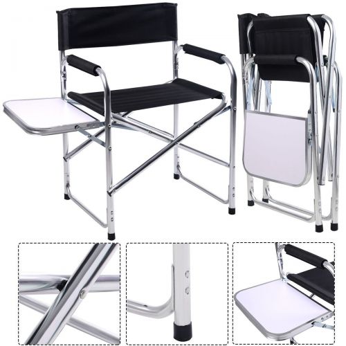  ALPHA SKEMIDEX---Aluminum Folding Directors Chair with Side Table Camping Traveling And cabelas camping chairs and camping folding chairs