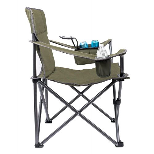  ALPHA Internets Best XL Padded Camping Folding Chair - Cooler Bag - Outdoor - Sports - Insulated Cup Holder - Heavy Duty - Carrying Case - Beach - Extra Wide - Quad