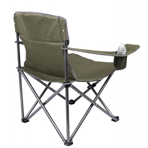  ALPHA Internets Best XL Padded Camping Folding Chair - Cooler Bag - Outdoor - Sports - Insulated Cup Holder - Heavy Duty - Carrying Case - Beach - Extra Wide - Quad