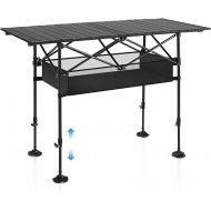 ALPHA CAMP Camping Table Folding Outdoor Table with Adjustable Height, Large Storage Bag and Carrying Bag, Portable Aluminum Table for Indoor & Outdoor Picnic BBQ Backyards Beach