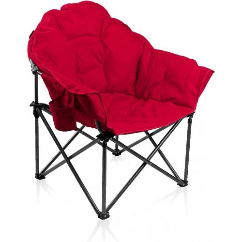  ALPHA CAMP Oversized Camping Chairs Padded Moon Round Chair Saucer Recliner with Folding Cup Holder and Carry Bag