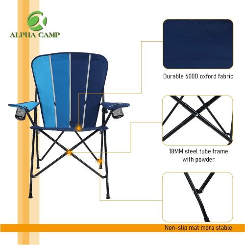  ALPHA CAMP Folding Camping Chair Portable Outdoor Lawn Chair Padded Lightweight Chair Metal Frame Heavy Duty Chair Sports Bag Chairs for Beach Hiking Fishing with Cup Drink Holder,