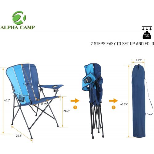  ALPHA CAMP Folding Camping Chair Portable Outdoor Lawn Chair Padded Lightweight Chair Metal Frame Heavy Duty Chair Sports Bag Chairs for Beach Hiking Fishing with Cup Drink Holder,