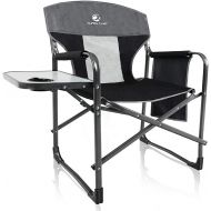 ALPHA CAMP Oversized Camping Director Chair Heavy Duty Frame Collapsible Recliner with Side Table, Supports 300 lbs