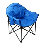 ALPHA CAMP Heavy Duty Oversize Camping Chair Round Moon Saucer Chair Padded Folding Chair with Cup Holder and Carry Bag