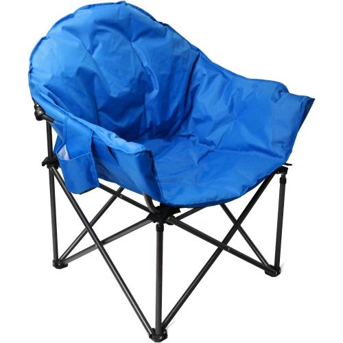  ALPHA CAMP Heavy Duty Oversize Camping Chair Round Moon Saucer Chair Padded Folding Chair with Cup Holder and Carry Bag