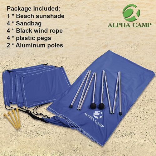  ALPHA CAMP Beach Tent Canopy, Portable Sun Shelter Sun Shade 7x7 FT with Sandbag Anchors, 2 Pole Pop Up Outdoor Shelter Family Size for Beach, Camping, Fishing, Backyard, Picnics -