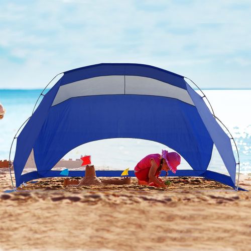  ALPHA CAMP XL Sun Shade Shelter Beach Tent for 3-4 Person, 9x6 FT Portable Compact Sport Shelter Extra Large Outdoor Canopy, Navy Blue