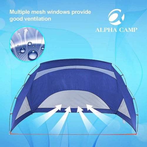  ALPHA CAMP XL Sun Shade Shelter Beach Tent for 3-4 Person, 9x6 FT Portable Compact Sport Shelter Extra Large Outdoor Canopy, Navy Blue