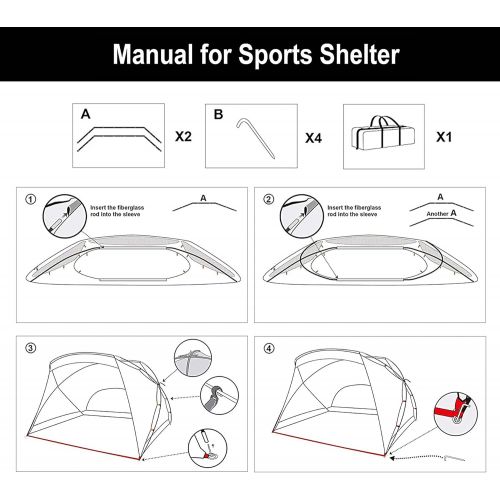  ALPHA CAMP XL Sun Shade Shelter Beach Tent for 3-4 Person, 9x6 FT Portable Compact Sport Shelter Extra Large Outdoor Canopy, Navy Blue