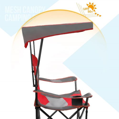  ALPHA CAMP Heavy Duty Canopy Lounge Chair Sunshade Hiking Travel Chair with Cup Holder Enamel Blue