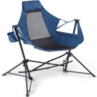 ALPHA CAMP Hammock Camping Chair Folding Rocking Chair with Cup Drink Holder Steel Heavy Duty Portable Chair with High Back Outdoor Oversized Chair for Lawn,Backyard,Picnic,Capacit