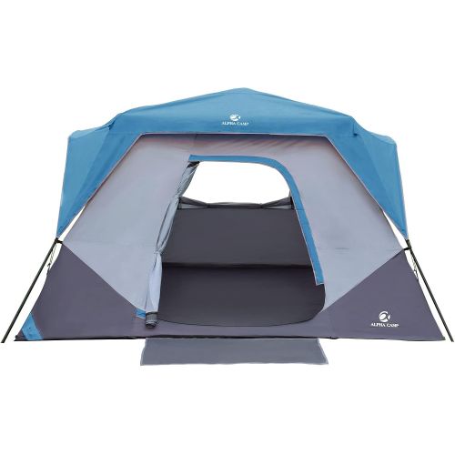  ALPHA CAMP Instant Cabin Tent 60 Seconds Easy Set Up Dome Camping Tent for 6 Person with Removable Rainfly, Carry Bag