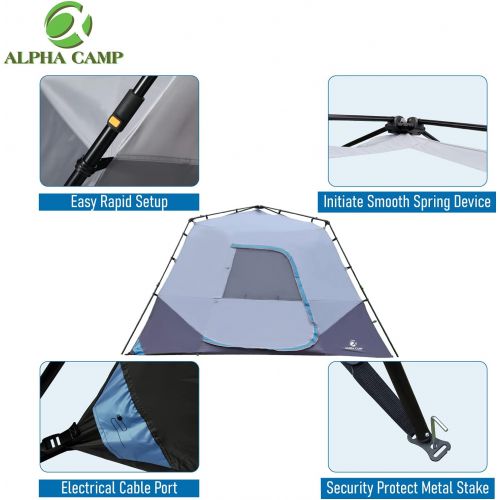  ALPHA CAMP Instant Cabin Tent 60 Seconds Easy Set Up Dome Camping Tent for 6 Person with Removable Rainfly, Carry Bag