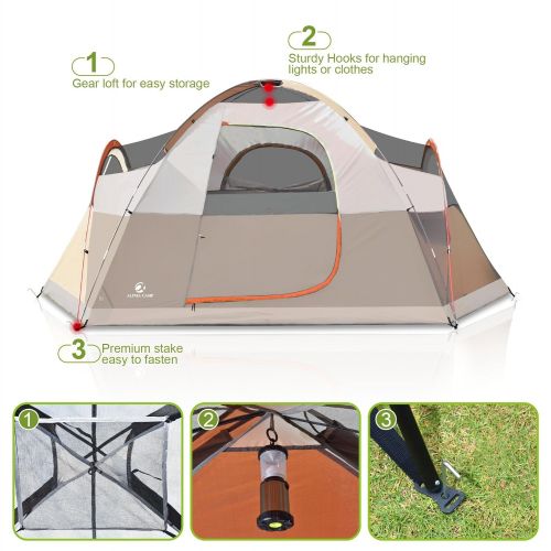  ALPHA CAMP 6-8 Person Dome Family Tent Camping Tent