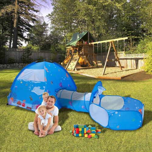 ALPIKA 3pc Kids Play Tent with Pop-Up Tunnel & Ball Pit Toy Playhouse As Gifts for Toddlers Children Indoor&Outdoor Playing