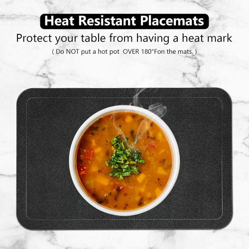  [아마존베스트]Alpiriral Dining PlaceMats Heat Resistant PlaceMats Easy to Wipe Off Scrub Vinyl Place Mats Washable Table Mats Protect A Table from Messes & with A Nice Looking (Black, Set of 8)