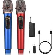 ALPOWL Wireless Microphones, UHF Metal Dynamic Microphone System with Rechargeable Receiver, 50H Duration, 200ft Range, UHF Microphone for Karaoke Singing, Wedding, DJ, Party, Speech, Church, Class