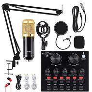 Condenser Microphone Bundle, ALPOWL BM-800 Mic Kit with Live Sound Card, Adjustable Mic Suspension Scissor Arm, Metal Shock Mount and Double-Layer Pop Filter for Studio Recording &