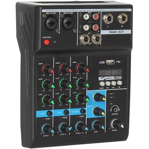  [아마존베스트]Professional Audio Mixer, ALPOWL Sound Board Console System, Interface 4 Channel Digital USB Bluetooth MP3 Computer Input 48V Phantom Power Stereo DJ Studio Streaming FX 16-Bit DSP