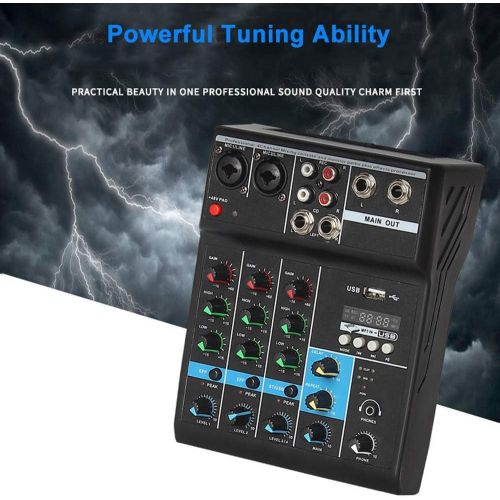  [아마존베스트]Professional Audio Mixer, ALPOWL Sound Board Console System, Interface 4 Channel Digital USB Bluetooth MP3 Computer Input 48V Phantom Power Stereo DJ Studio Streaming FX 16-Bit DSP