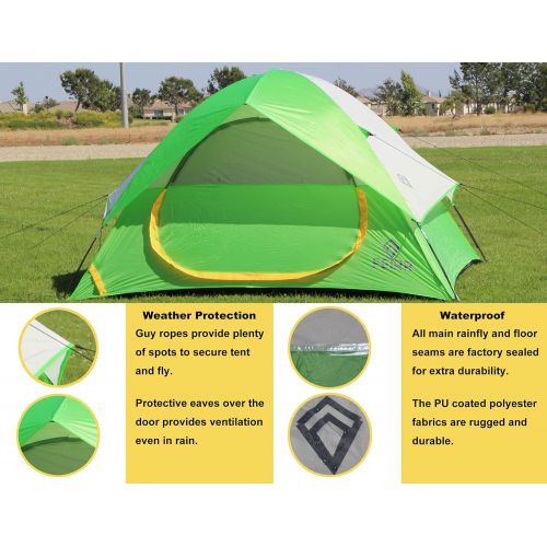  ALPS Nassi Equipment Feirr Collection 4-Person Dome Tent for Camping with Carry Bag and Repair Kit, Portable Waterproof Family Tent, 4-Season Use