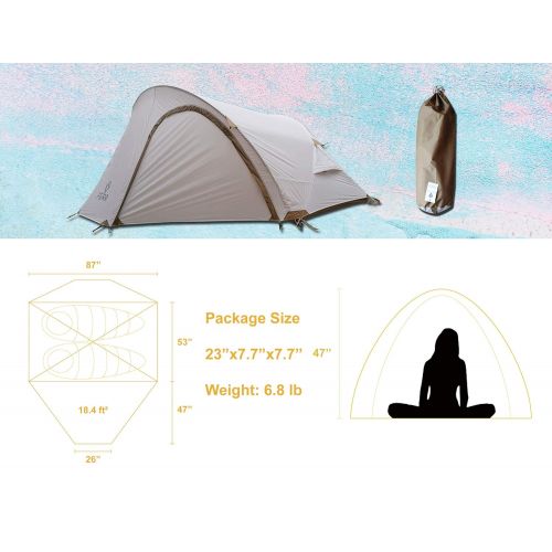  ALPS Nassi Equipment Feirr Collection 2-Person Backpacking Tent for Camping with Carry Bag and Repair Kit, Portable Waterproof Family Tent, Aluminum Frame