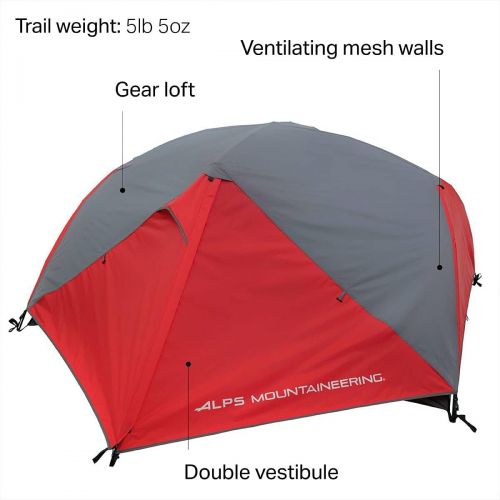  ALPS Mountaineering Phenom 2 Tent: 2-Person 3-Season Red/Grey, One Size