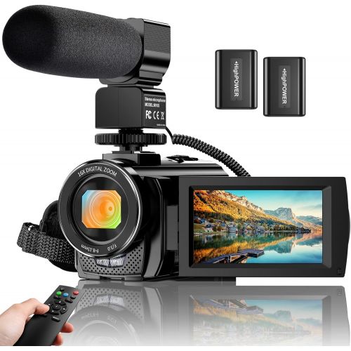  [아마존베스트]ALSONE Video Camera Camcorder WiFi IR Night Vision FHD 1080P 30FPS YouTube Vlogging Camera Recorder 26MP 3.0 Touch Screen 16X Digital Zoom Camcorder with Microphone,Remote and 2 Batteries