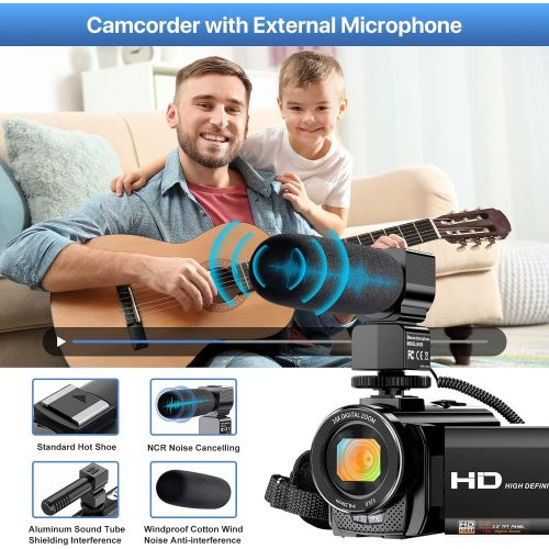  [아마존베스트]ALSONE Video Camera Camcorder WiFi IR Night Vision FHD 1080P 30FPS YouTube Vlogging Camera Recorder 26MP 3.0 Touch Screen 16X Digital Zoom Camcorder with Microphone,Remote and 2 Batteries
