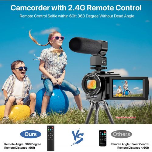  [아마존베스트]ALSONE Video Camera Camcorder WiFi IR Night Vision FHD 1080P 30FPS YouTube Vlogging Camera Recorder 26MP 3.0 Touch Screen 16X Digital Zoom Camcorder with Microphone,Remote and 2 Batteries
