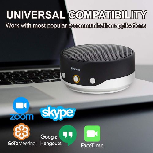  ALTEAM SPC-455 USB Compact Home Office Anywhere 3-8 People Unified Video Conference Speakerphone System Plug and Play Light Indication 360° Voice Pick Up for Skype Webinar Call Cen