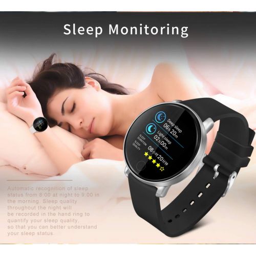  ALTRLP Fitness Tracker Pedometer Waterproof Heart Rate Monitor Blood Pressure kinesthetic Intelligence Metal Bracelet Round Screen