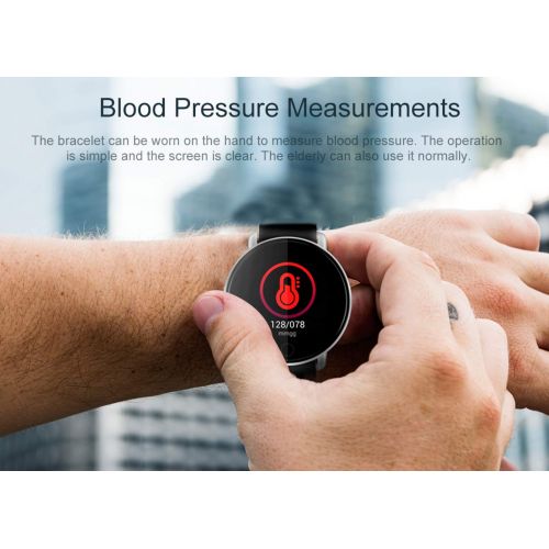  ALTRLP Fitness Tracker Pedometer Waterproof Heart Rate Monitor Blood Pressure kinesthetic Intelligence Metal Bracelet Round Screen