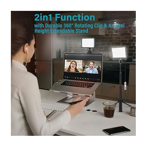  LED Streaming Key Lights, Photography Video Conference Lighting Kit with 4 Color Filters for Tabletop Photo Laptop Webcam Selfile Video Recording Computer Zoom Meetings Conferencing Game Live Stream