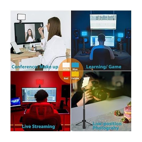  LED Streaming Key Lights, Photography Video Conference Lighting Kit with 4 Color Filters for Tabletop Photo Laptop Webcam Selfile Video Recording Computer Zoom Meetings Conferencing Game Live Stream