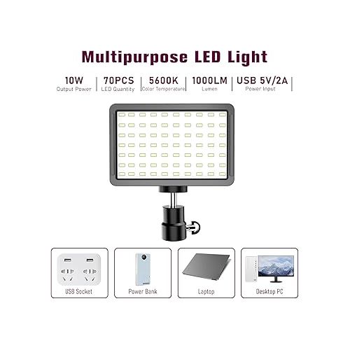  Photography Lighting Kit Dimmable 5600K USB Led Video Studio Streaming Lights with Adjustable Tripod Stand and Color Filters for Table Top/Photo Video Shooting