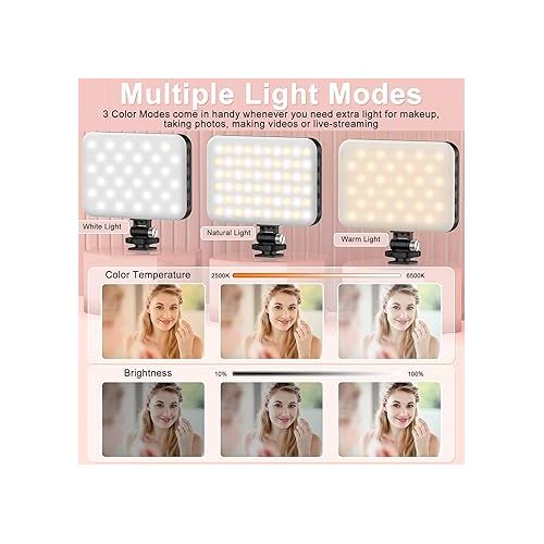  ALTSON 2-Pack 60 LED Selfie Light Portable Clip for Phone Fill Light Rechargeable 2200mAh Clip on Light, CRI 97+, 3 Light Modes Camera Lighting for Phone, iPhone, Webcam, TikTok, Photo, Makeup